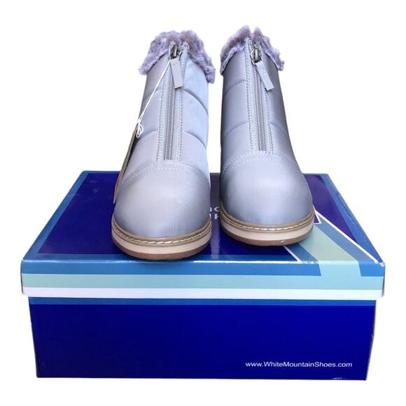 White Mountain Tamarin Puffer Ankle Zip Cozy Bootie Faux Fur Lined Size 7.5 NWB - Picture 1 of 13
